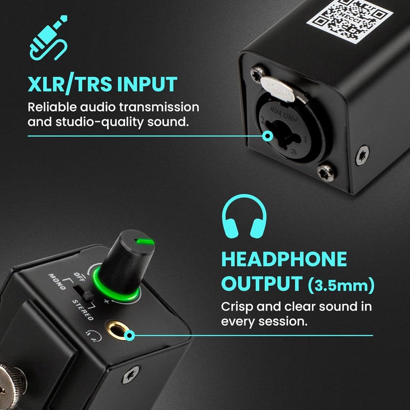 HECCI Z2 Wired Portable in Ear Monitor Amplifier, Headphone Amp with XLR and TRS Output, Headphone Amplifier with Stereo/Mono Switch for Keyboardists, Drummers, Guitar - Image 5
